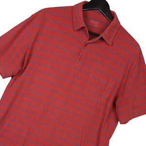 Patagonia Mens Polo Shirt Sz Large Short Sleeve Front Pocket Striped Red & Blue